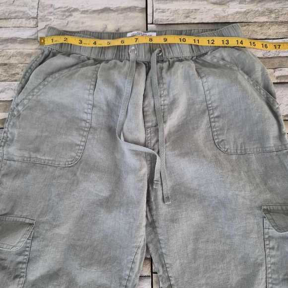 ​Nicole Miller 100% Linen Cargo Pants Women's Size M Sage Green Joggers Flax - Picture 5 of 9